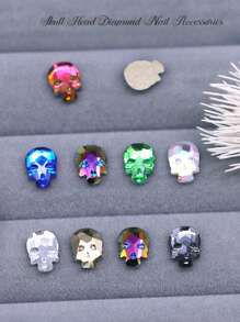 50 PEÇAS/Encantos de Unhas de Crânio de Cristal Gothic - Strass de Arte de Unhas 3D Afiada para Unhas Postiças e Manicure em Gel