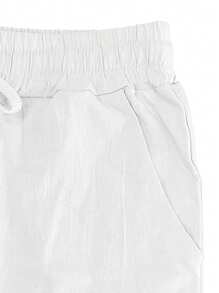 Men White Linen Woven Loose Casual Long Pants, Suitable For Spring/Autumn/Summer, Fall