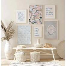 1pc Preppy Summer Coastal Oyster Sea Shell Posters And Printed Canvas Painting Wall Art Pictures Home Interior Decor Optional Frame ,Wall Art With Frame - Multicolor - View 1