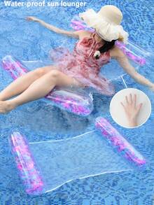 1pc Inflatable Pool Lounge Chair, Shiny Silver Sequin Adult Summer Swimming Pool And Beach Floating Pad, Party Accessory, Perfect Summer Gift, Floating Pool Raft For Adult Vacation Fun And Relaxation, Beach Essentials - Multicolor - View 1