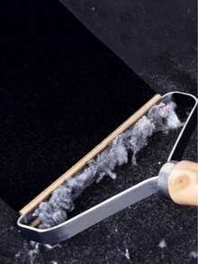 1pc Random Pet Wood Handle Dematting Tool, Cleaning Grooming Brush, Effective Handheld Fabric Defuzzer With Wood Handle - Manual Pet Hair And Fluff Remover, Suitable For Wool, Cashmere, Knitted Fabric - Durable Portable Double-Sided Defroster