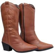 D'Girls Women's Western Country Rodeo Cowboy Boots, High Shaft Comfortable, Via Angel 9002 Vintage Embroidered - 駝色 - 查看 5
