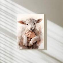 1pc Inspirational Canvas Painting - Jesus Gently Holding A Lamb, Biblical Artwork In Elegant , Ready-To-Hang Wall Decor For Living Room, Church, Classroom, Or Office, Perfect For Spiritual And Serene Spaces, No Frame