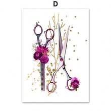 1 pieza Regalo Moderno Arte de pared para salón de belleza, peluquería, manicura - Pintura en lienzo estilo nórdico de pósters y cuadros para decoración de salón de belleza, opcional con marco - Multicolor - Ver 20