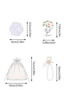 32/16/4 pièces Ensemble de miroirs à fleurs de rose blanche, cadeau de mariage, miroir à motif rose, porte-clés en perle blanche, carte de remerciement florale avec sac en organza, ensemble de faveurs élégantes, cadeau de mariée, convient pour les cadeaux aux invités, fournitures pour fête de mariage, faveurs de mariage, outils de maquillage sculptés en rose, miroir de maquillage double face