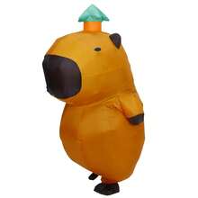 Trang phục bơm hơi cho người lớn Capybara dễ thương tròn Capybara Polyester Capybara trang phục bơm hơi, thích hợp cho lễ hội Halloween nhiều hoạt động và tiệc tùng khác nhau - Bao gồm quạt và hộp pin (Không bao gồm pin) - màu nâu - Xem 3