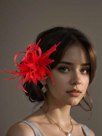 1pc Charming Feather Headpiece Women's Tea Party Hat Kentucky Derby Hoop Fancy Hair Accessory Wedding Charming Headpiece Philippine Hairstyle Valentine's Day Hair Clips Claw Clips Hair Claws Hair Slide Hair Barrettes, School Stuff, Hair Accerssories