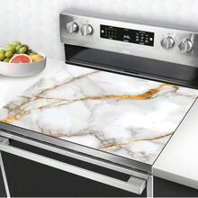 炉灶垫、滴水垫、独家创意虫洞木纹/铂金大理石滴水垫、台面垫、炉灶保护垫、炉灶台面垫、炉灶装饰垫、餐具干燥垫、耐热、防滑、防刮、易清洁、适用于炉灶、台面、橱柜、洗碗机、洗衣机、烘干机、电磁炉和熨烫垫、玻璃和陶瓷炉灶保护垫、耐热、防刮、防滑炉灶盖、咖啡垫、咖啡机垫 - 彩色 - 查看 2