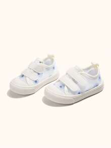 1 Pair Girls Colorful Mesh Hook And Loop Flat Casual Breathable Sports Shoes, Comfortable For Daily Outdoor Activities (Pattern Randomly) - White - View 6