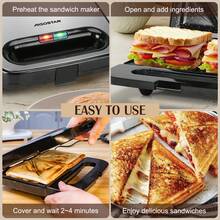 1 Pc 4 Slice Sandwich Maker, Toaster Oven, 750W, Double-Sided Constant Temperature, Non-Stick Ceramic Coating, Overheating Protection, Anti-Scald Handle, Cable Storage, Non-Slip Base, Suitable For Making Sandwiches Or Toast - EU F Type Plug(220-240V) - View 6