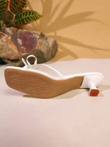 Women's Elegant Solid Color High Heel Sandals, PU Leather With Mesh Inlay, For Beach, Party, Outdoor, Summer