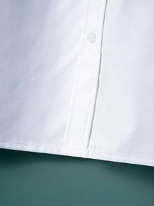 Chemise à manches longues en robe blanche officielle avec application pour pocket, style collégial classique pour adolescents, décontracté et pour soirée