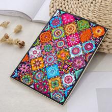 1 Set Delicate Mandala Flower Cover Diamond Painting Notebook Set, 5D DIY Asymmetrical Diamond Embroidery Thick Sketchbook & Notebook, Handicraft, Suitable For Students, Home, Business, Memo Pad And Holiday Gifts