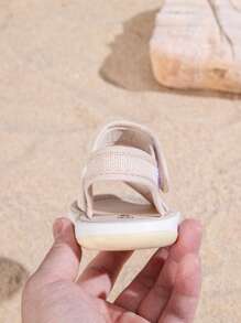 GENGASUN 1 pieza Sandalias informales de unicolor de lona para niñas pequeñas, zapatos de moda casuales de verano