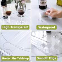 0.25mm Thick Transparent Round PVC Tablecloth, Waterproof Scratch-Resistant Heat-Resistant Table Protector Mat, Suitable For Home, Hotel, Dining Table, Coffee Table