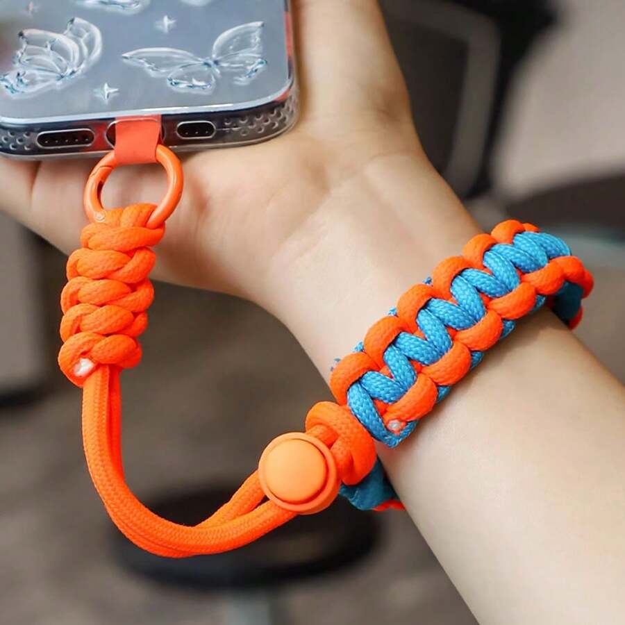 Adjustable Phone Lanyard Braided Keychain Wristband Short Wrist Strap Phone Case Pendant Charm Bracelet Simple Thickened Dopamine Color Block CCD Keychain Camera Strap Phone Anti-Lost Strap For Women And Men Gifts For Mother, Family, Friends, Birthday, Holiday Phone Charm, Phone Chain