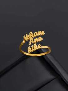 [Personalizado] 1 pieza Anillo abierto de acero inoxidable multicapa con diseño de nombre para mujer, anillos casuales de moda para fiesta, celebración festiva, partido diario, regalo para ella, anillo de amistad, útiles escolares, vuelta al colegio, regalos escolares para oficina, para la escuela, en la clase, como regalos para maestros, universitarios, coleagues, dormitorios, maestros y niñas, adolescentes, estudiantes de secundaria, secundaria y preparatoria, y estudiantes universitarios