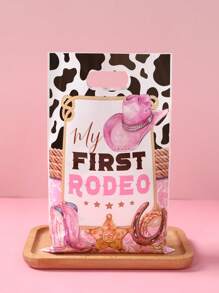 10/25/50 piezas Bolsas de regalo con diseño de sombrero de vaquera rosa, Bolsas de regalo con patrón de sombrero de vaquero rosa para fiestas con temática de vaquera, suministros de decoración para fiestas de mujeres, despedidas de soltera, cumpleaños, baby shower, envoltura de regalos, bolsas de plástico multiusos para envoltura de regalos, suministros de cocina, recuerdos de fiesta