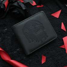 复古骷髅设计男士钱包 - 柔软仿皮卡包和钱包，休闲风格，带压花骷髅图案，是送给他的完美礼物，小钱包零钱包男士钱包 Waller 男士零钱包 周年纪念礼物 男士礼物 男士生日礼物 趣味礼物 小礼物 礼物创意 - 彩色 - 查看 13