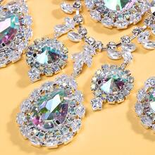 Fashionable Exaggerated Water Drop Rhinestone Earrings For Women - Silver Necklace - View 2