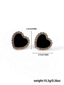 1 paire de boucles d'oreilles style vintage avec pendentif en forme de cœur et faux diamants verts, convient pour le banquet et les tenues de mariage