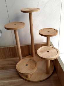 1 peça Suporte de Vaso de Flor para Mesa, Prateleira de Armazenamento de Madeira Sólida Triangular Criativa para Plantas Suculentas, Suporte de Exibição