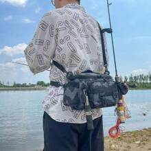 1 pieza Bolsa de pesca impermeable con múltiples compartimentos con patrones camuflaje y geométricos - Opciones de unicolor, cierre con cremallera, correa para el hombro. Ideal para almacenamiento de equipo de senderismo, camping y pesca al aire libre.