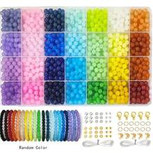 700pcs/1400pcs, 6mm Glass Round Beads Jewelry Making Set For Handmade DIY Bracelets, Necklaces, Earrings, Jewelry, Crafts Gifts Accessories (Random Colors)