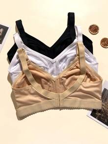 3 st Blommönster Casual & Bekväm Enkel Casual -Fritid -Normalt Stickad Sport-BH För Plus Size Dam - Multifärgad - Visa 3