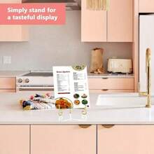 1pc Gold Iron Display Stand, Gold Iron Easel Plate Display Photo Holder Stand, Displays Picture Frames, Cookbooks, Decorative Plates, Tablets And Art