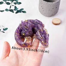1pc Natural Crystal Gravel Stone Resin Dragon Asleep Dragon Shaped, Crushed Stone - Home Decor, Holiday Gift - Resin Dragon - View 7