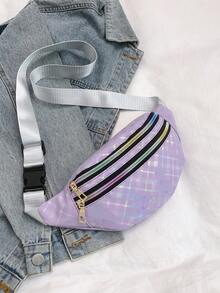 Cross-Border 2025 New Waist Bag Multifunctional Messenger Bag Fashion Laser Waist Bag Waterproof Sports Waist Bag Mobile Phone Bag - Purple - View 7