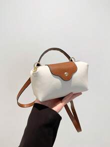 迷你新款时尚手提包，撞色设计，采用防水尼龙面料，包含单肩包、方包和蔬菜篮包，适合通勤、聚会和冬季度假。 - 白色 - 查看 8