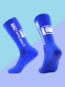 1 Pair Men's Football/Soccer Socks With Anti-Slip Grip, Sports Socks With Shock-Absorbing Pads For Football, Basketball Or Hockey
