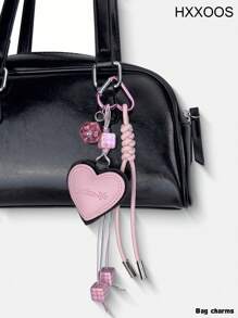 HXXOOS Chaveiro Estilo de Menina Quente Y2K com Dado em Formato de Coração Rosa - Chaveiro Fofo e Macio de Menina, Acessório Doce e Legal com Corda Trançada, Decoração em Cor de Doce para Meninas, Mulheres, Estudantes - Presente Perfeito e Uso Diário