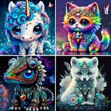 Diamond Painting Cute Animal Patterns, Round Diamond Painting Suitable For Beginners, Home Wall Decoration - Multicolor - View 1