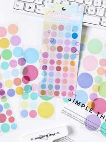 Dot Party Stickers Set, 6pcs-Pack Removable And Self-Adhesive Round Tags In 4 Colors For DIY, Notebook, Dairy And Office School Students - Multicolor - View 6