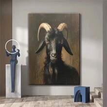 1pc Poster Canvas Painting Wall Sticker Print Modern Art Painting, Perfect For Room Decoration Black Phillip Goat Art, Dark Academia, Halloween Decoration, Victorian Gothic Decor,No Frame