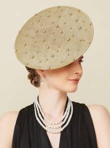 1 pieza Accesorios Y2k Fascinators Sombreros Mujer Tocado de Cabello Dorado 20s 50s Sombrero de Perlas Falsas Sombrero Pillbox del Kentucky Derby Diadema para Mujer Accesorios de Sombrero para Fiesta de Té Sombrero Mini Sombrero Pequeño, Artículos Escolares