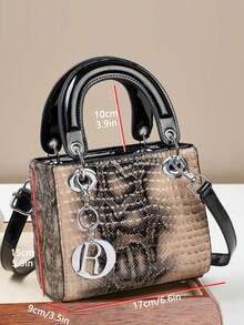 [奢华鳄鱼纹印花包] 优雅奢华鳄鱼纹印花托特包 - 女士时尚手提包、单肩包、斜挎包 - 彩色 - 查看 3