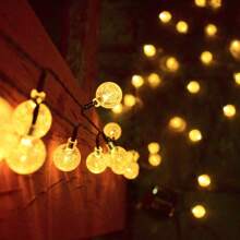 Solar-Powered Crystal Globe String Lights - 20/30/50/100/200 LED, 16.4/22.9/39.3ft Outdoor Decor For Halloween, Christmas, Thanksgiving, Weddings & Garden Parties - Warm White, Colorful & Single White Options, IP44 Waterproof