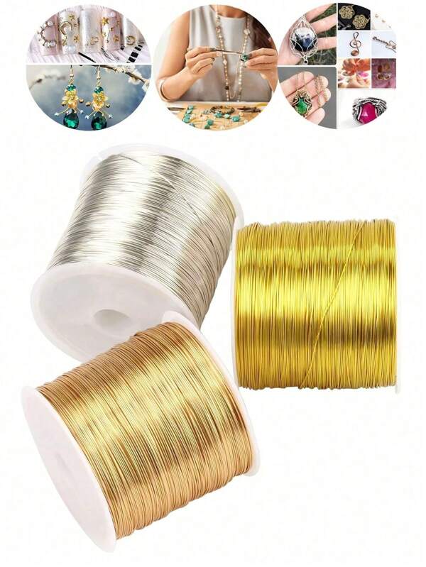 Rollo de 100M de alambre de metal color oro y plata, alambre de joyería de acero inoxidable de alta calidad, no se desvanece, no se oxida, alta resistencia del color, duradero, para hacer pulseras, collares, cuentas de colores, cuerda de joyería y manualidades