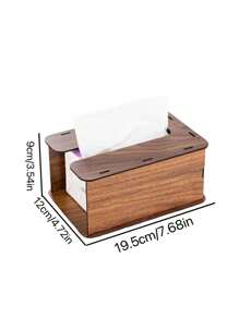 1pc Multifunctional Black Walnut Wood Grain Luxurious Bathroom/Toilet Tissue Box, Wooden Desktop/Wall-Mounted Napkin Holder For Living Room, Bedroom, Kitchen, DIY Assembly
