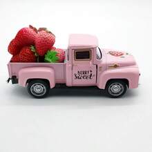 Truck And Strawberry Figurines Retro Desk Statue Modern Centerpieces Art Sculptures For Home Tabletop Decoration - 粉色 - 查看 5