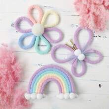 1pc/3pcs Handmade Woven Daisy, Rainbow, Butterfly Wall Decor, Boho Nordic Style! Lovely Wall Hanging For Kids Room, Living Room, Bedroom, Home Decor, Daily & Festival Decoration, Creates Cozy Ambience
