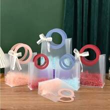 10 Stück PVC Geschenktüten mit zerfetztem Papier und Schleifen, klare PP-Tragetasche, Hochzeits-DIY-Zubehör, Festival-Souvenirs, Party-Geschenke, Schmuckverpackung, Tragetasche, Geburtstagsfest-Süßigkeitentüten, Sommer-Geschenke, Schul-Rückkehr-Schul-Utensilien, Raumdekoration