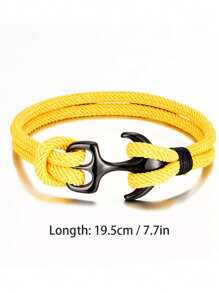 1 pieza Brazalete con forma de cuerda y ancla náutica, brazalete de moda para hombres y mujeres, accesorio de viaje