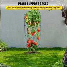 6 Pack Square Folding Tomato Cages 39" Plant Support Stake Tower PVCcoated Steel Tomato Cage Towers For Tomato Plants Eggplants Cucumber Climbing Plants And More - 11.8"x5pack - View 4