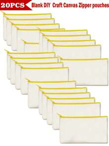 5/10/20pcs Set Blank Canvas Tote Bags For DIY Painting And Digital Printing, Portable Cosmetic Bags For Toiletries, Travel Makeup, Gifts To Express Love And Gratitude, Cute Handbag/Wallet/Snack/Gift Storage Bag With Zipper For Lipstick, Brush, Skincare, Phones, Coins, Small Items Make Up Bag - Beige - View 21