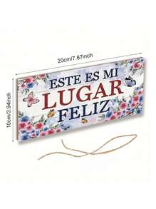 1 pieza Decoración de jardín estilo "Luger" español de madera pintada para colgar, decoración del hogar color rosa, decoración de pared, decoración de terraza, decoración de flores de primavera, decoración de días festivos (7,87*3,94in/20*10cm)
